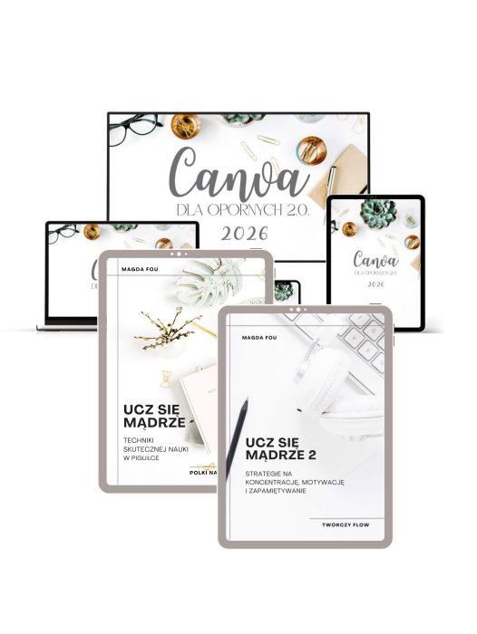 Pakiet - kurs online Canva + 1 i 2 cz. "Ucz się mądrze"